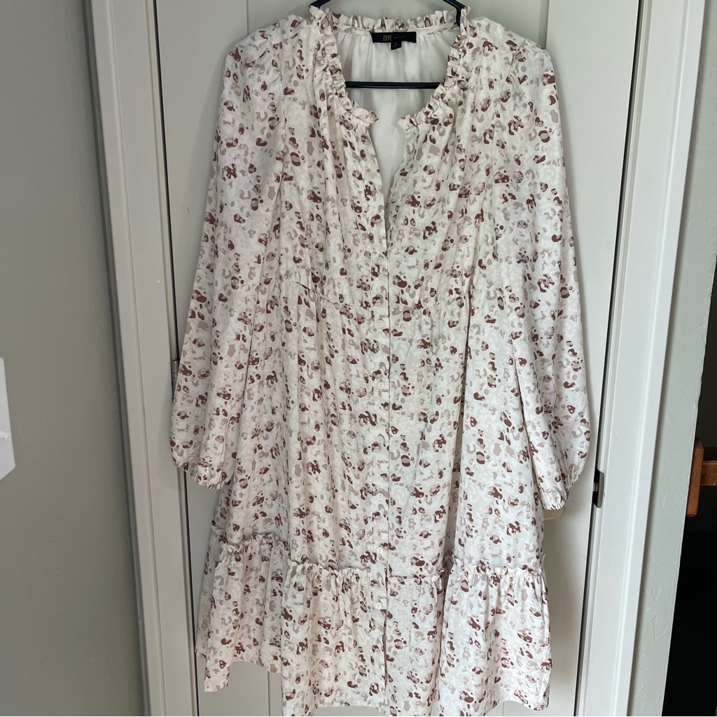 Frye & Co. Women’s Salt Breeze Combo Midi Dress Size Small Button Up Ruffles